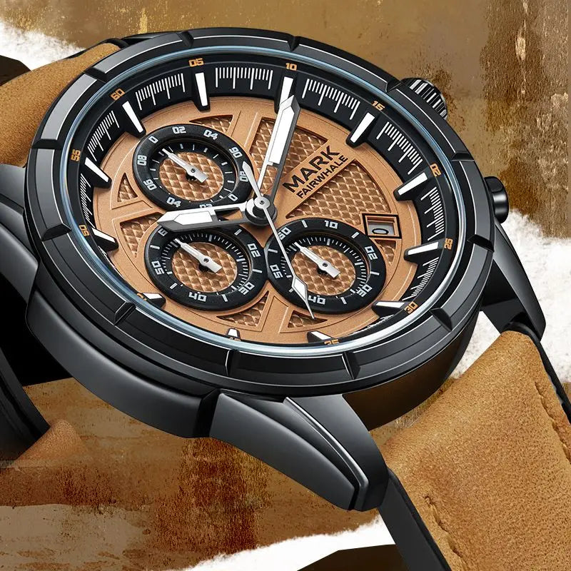 Mark Fairwhale 5024 NOVANTOR – Men's Chronograph Quartz Watch with Leather Strap