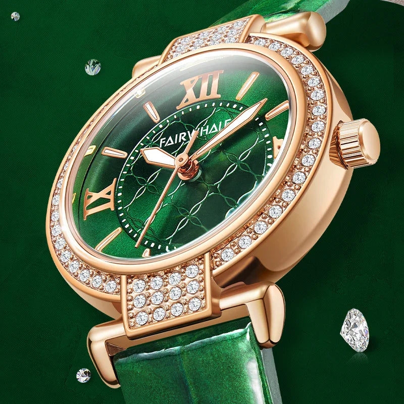 Mark Fairwhale 3659 VELORA - Women’s Luxury Green Roman Dial Watch