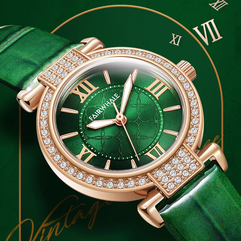 Mark Fairwhale 3659 VELORA - Women’s Luxury Green Roman Dial Watch