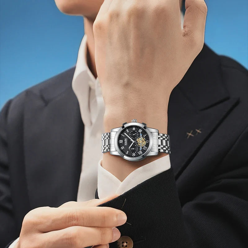 Mark Fairwhale  5036 NEXORA– Men’s Multi-Function Quartz Watch with Roman Dial & Stainless Steel Bracelet