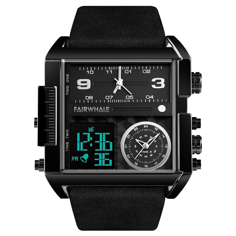 Mark Fairwhale 4270 TRICHRON – Men’s Rectangular Chronograph Quartz Watch with LED Display