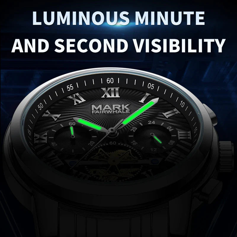 Mark Fairwhale  5036 NEXORA– Men’s Multi-Function Quartz Watch with Roman Dial & Stainless Steel Bracelet