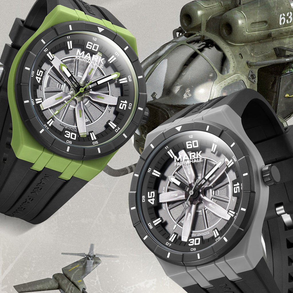 Mark Fairwhale  5050 AEROFORCE – Men’s Quartz Watch Rotating Turbine Dial Luminous Waterproof