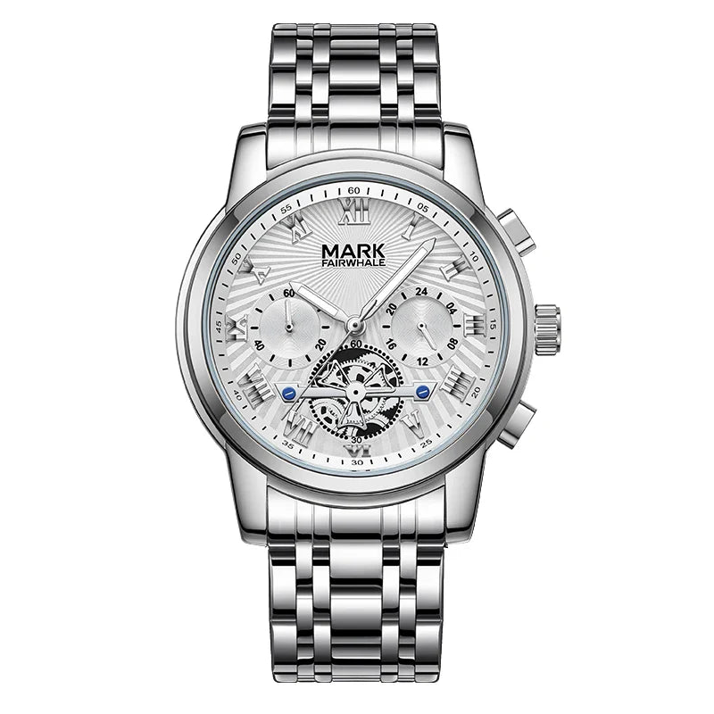 Mark Fairwhale  5036 NEXORA– Men’s Multi-Function Quartz Watch with Roman Dial & Stainless Steel Bracelet