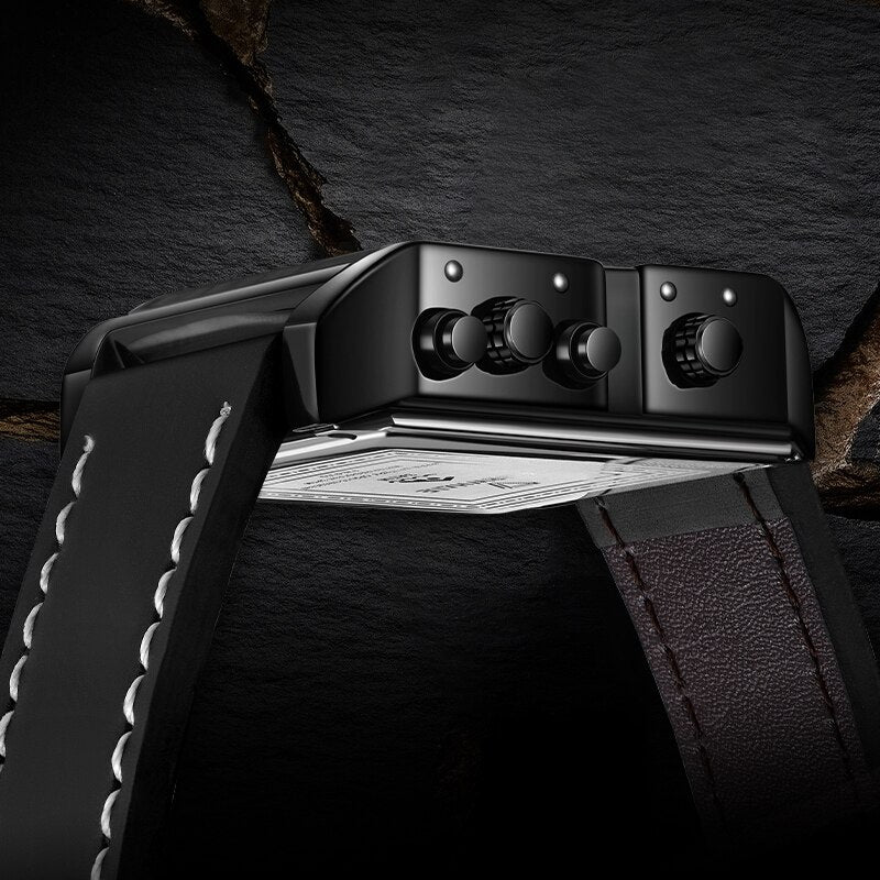 Mark Fairwhale 4380 QUADRA Retro Square Men’s Quartz Watch – Leather Strap & Vintage Style