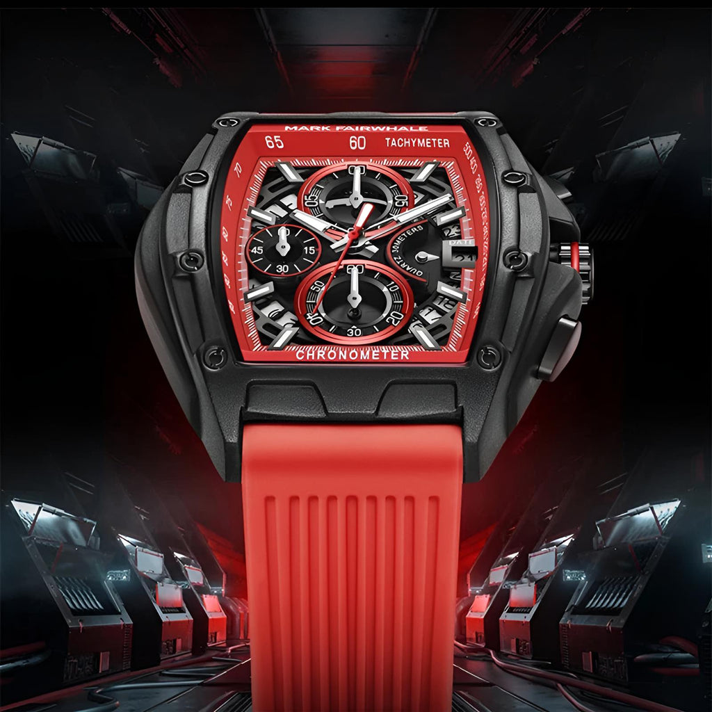 Mark Fairwhale 6590 RUBBER – Men’s Tonneau Chronograph Sport Watch