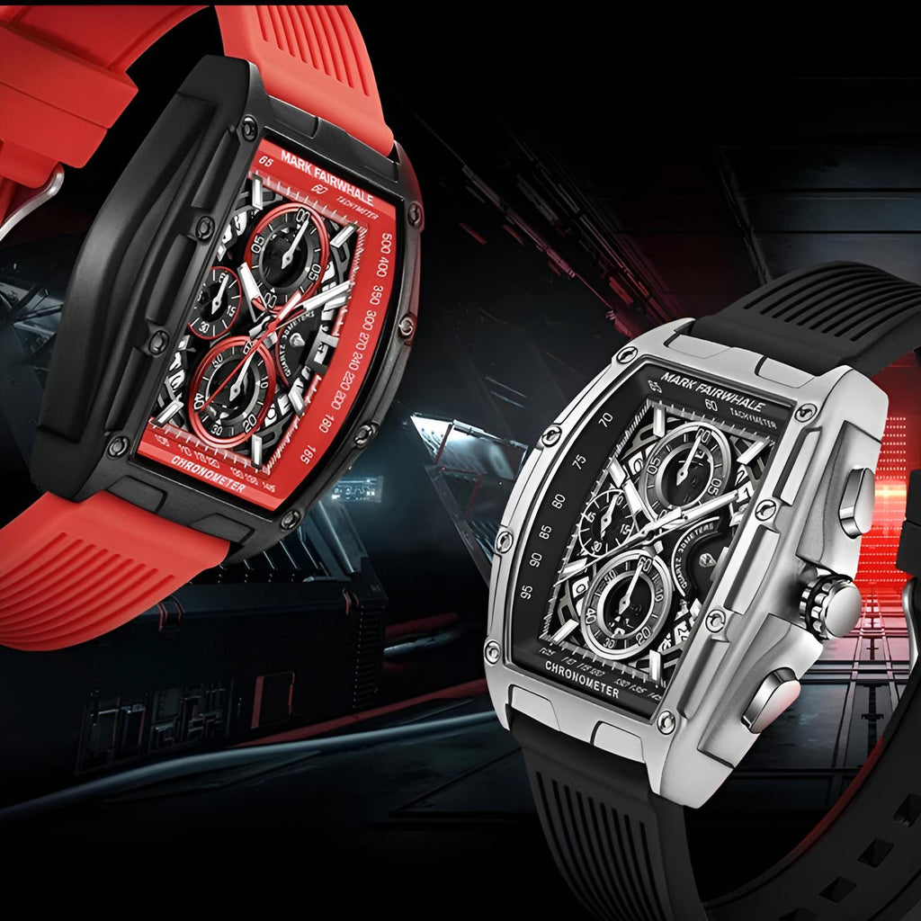 Mark Fairwhale 6590 RUBBER – Men’s Tonneau Chronograph Sport Watch