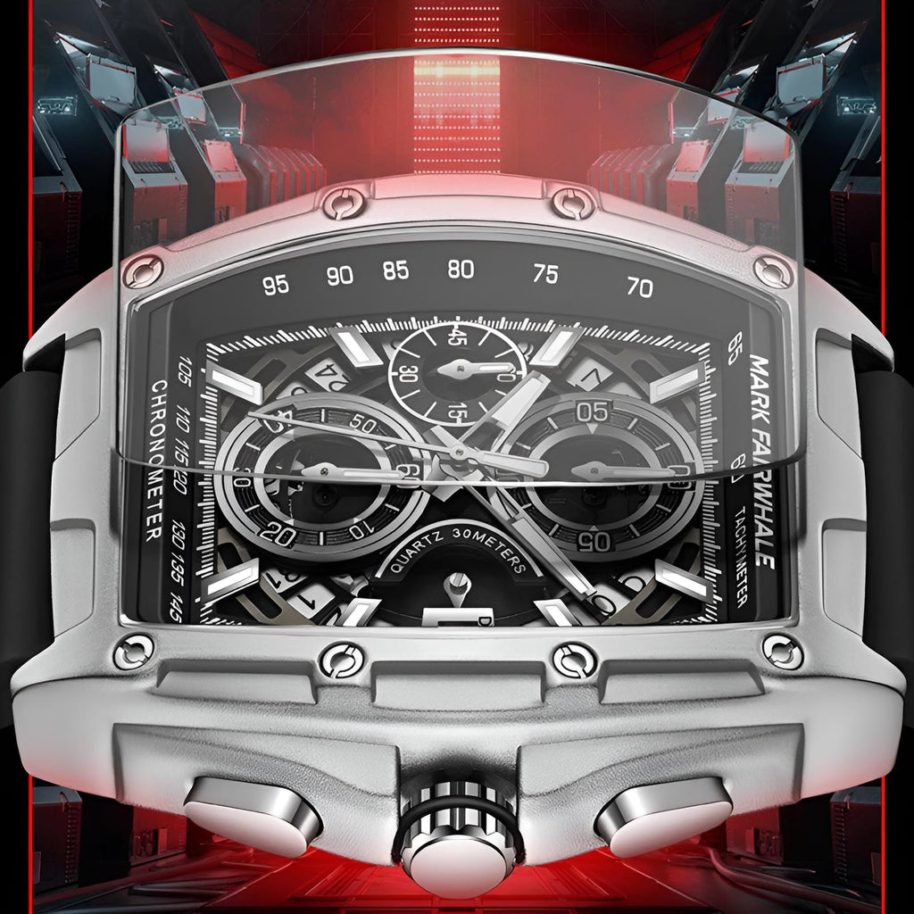 Mark Fairwhale 6590 RUBBER – Men’s Tonneau Chronograph Sport Watch