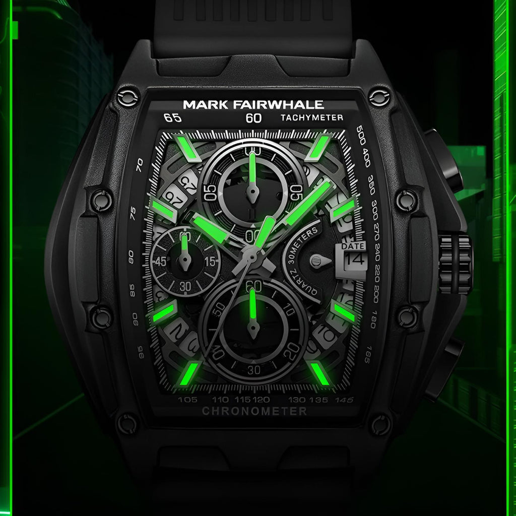 Mark Fairwhale 6590 RUBBER – Men’s Tonneau Chronograph Sport Watch