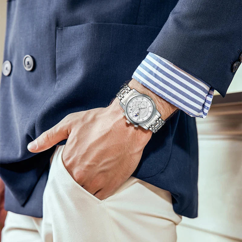 Mark Fairwhale 5180 TRINOMA – Men’s Stainless Steel Business Quartz Watch