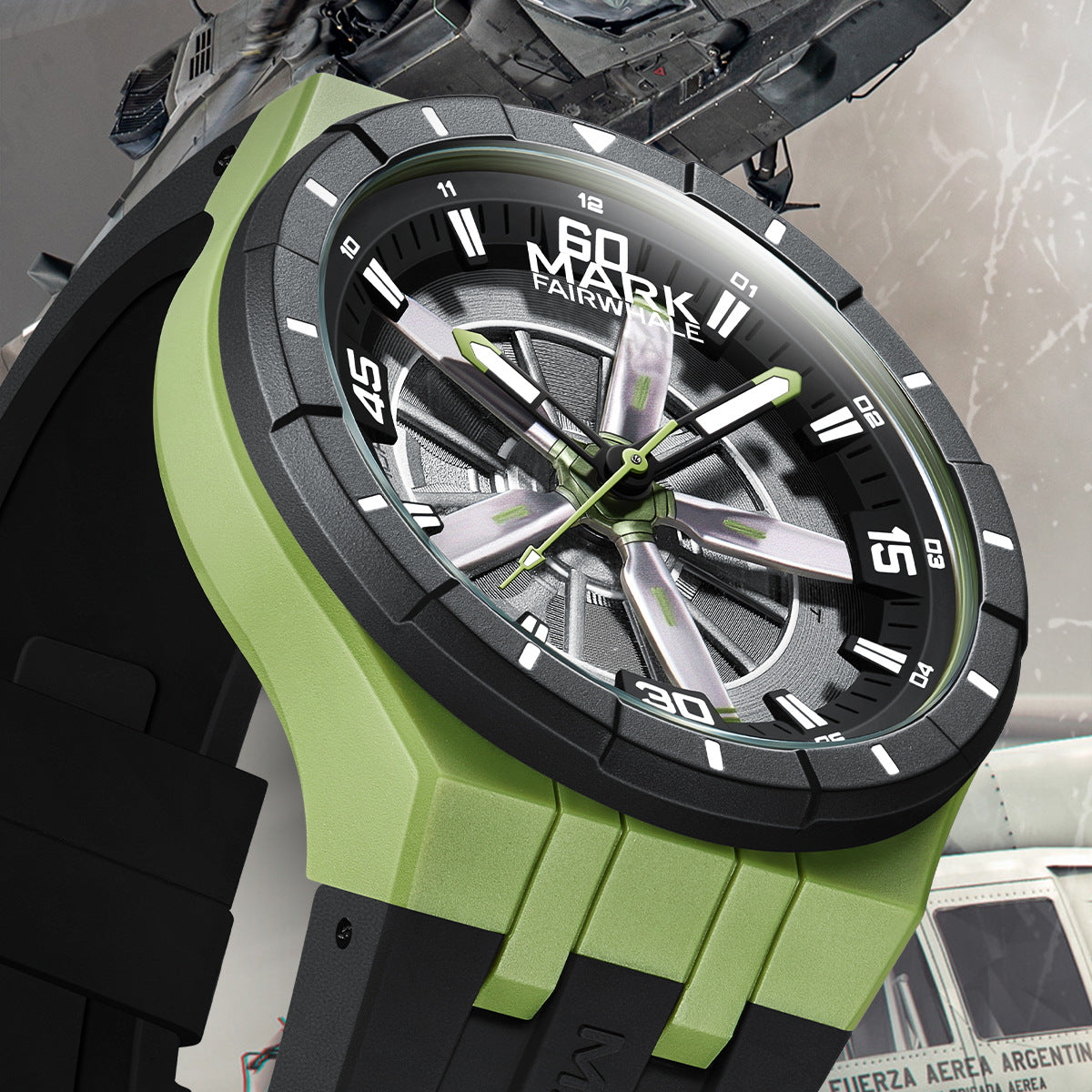 Mark Fairwhale  5050 AEROFORCE – Men’s Quartz Watch Rotating Turbine Dial Luminous Waterproof